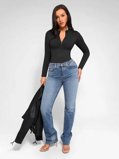 Long Sleeve Zipper Seamless Bodysuit