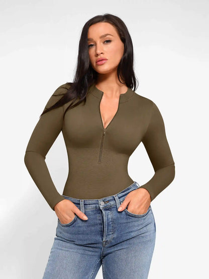 Long Sleeve Zipper Seamless Bodysuit