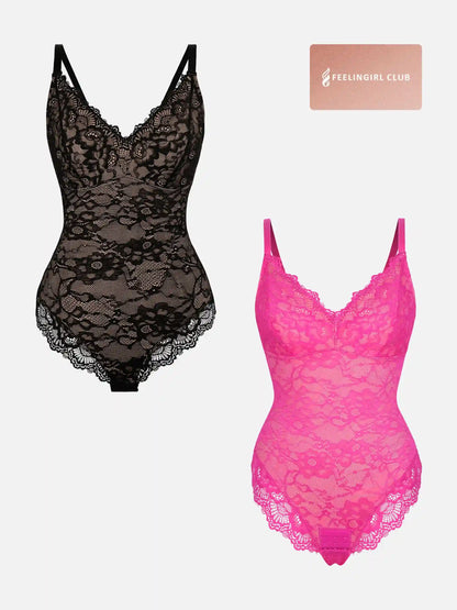 2-Pack Lace V Neck Bodysuit Bundle