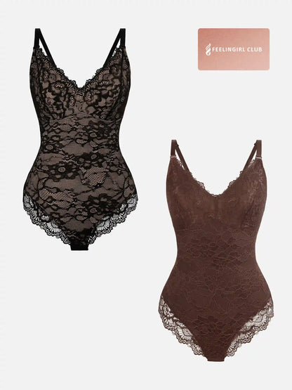 2-Pack Lace V Neck Bodysuit Bundle