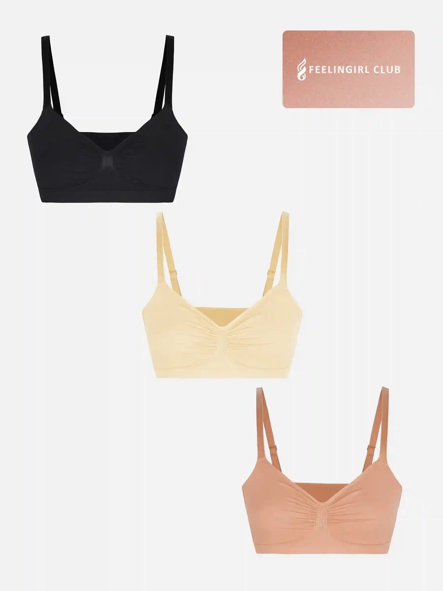 3-Pack Seamless Smooth Wireless Bra Bundle