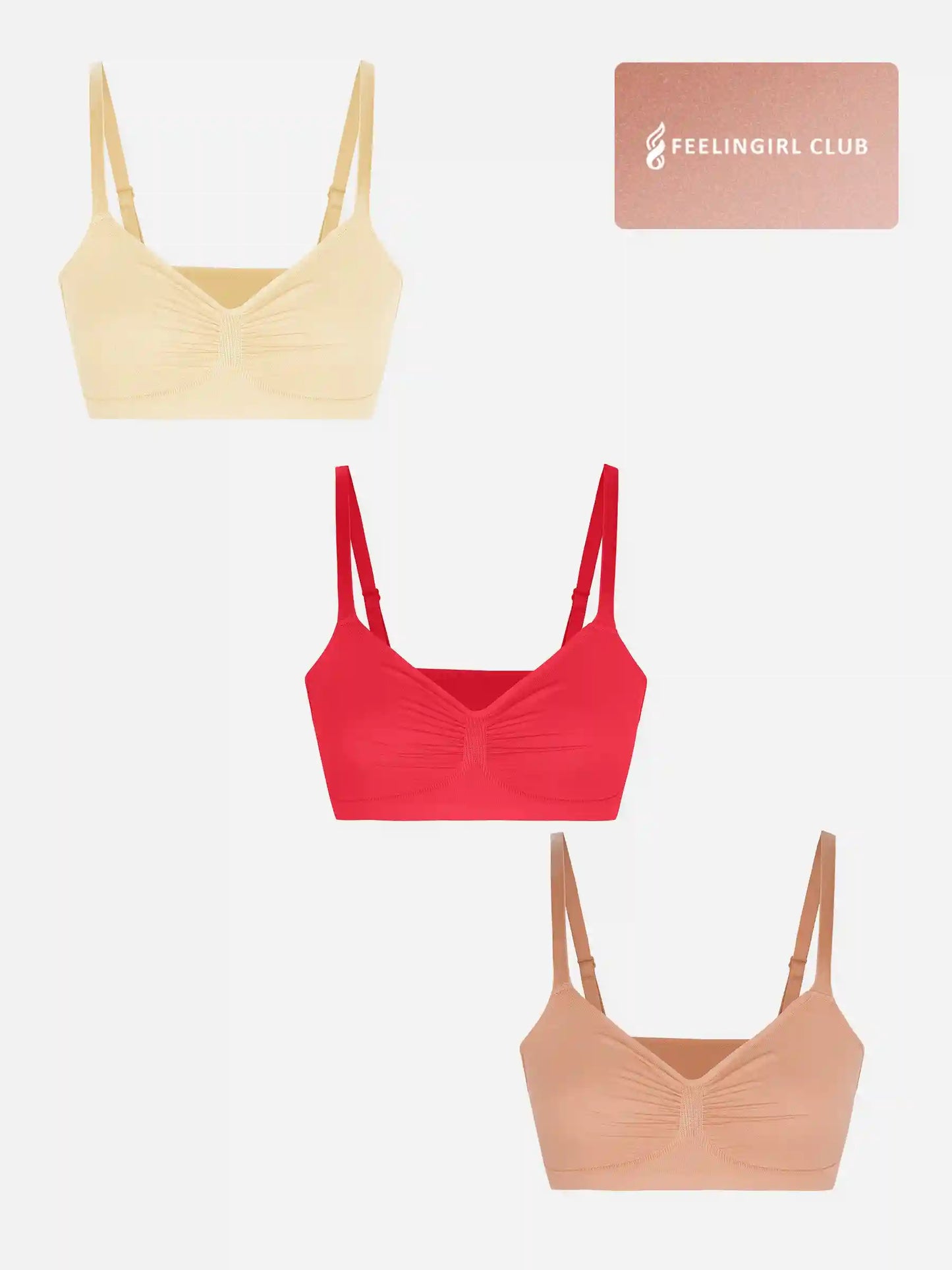 3-Pack Seamless Smooth Wireless Bra Bundle