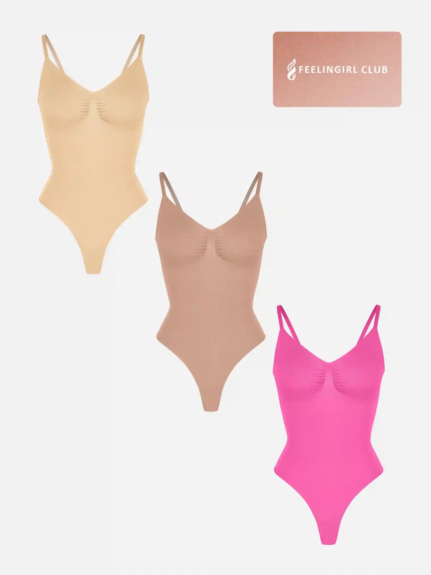 3-Pack Tummy Control Seamless Bodysuit Bundle