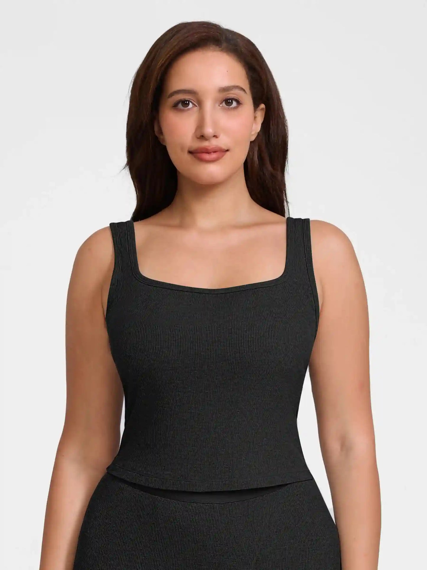 Ribbed Square-Neck Lounge Tank Top