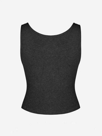 Ribbed Square-Neck Lounge Tank Top