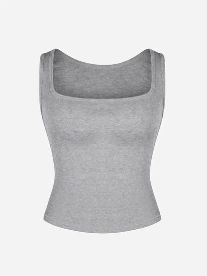 Ribbed Square-Neck Lounge Tank Top