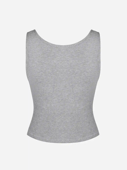 Ribbed Square-Neck Lounge Tank Top