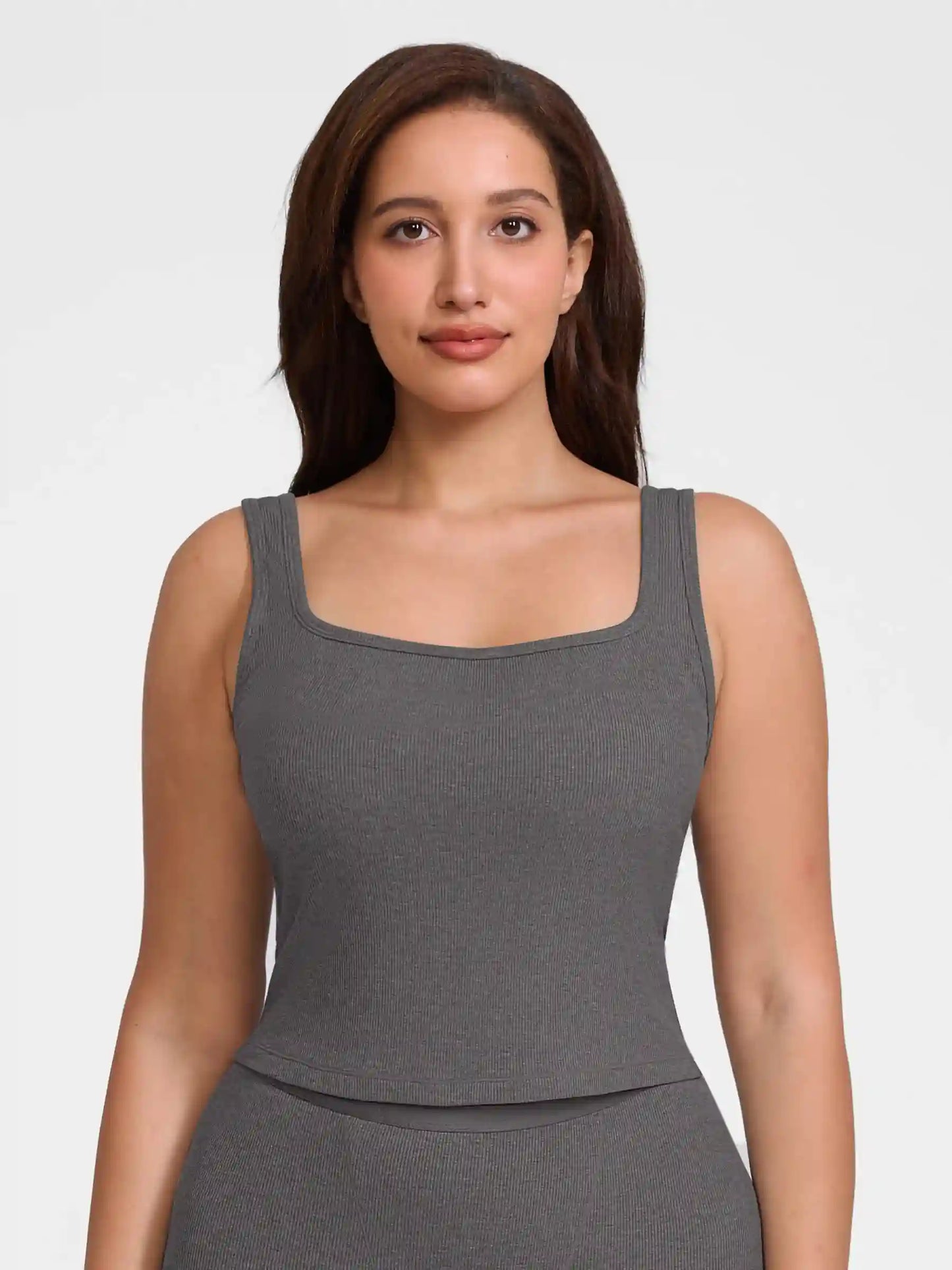 Ribbed Square-Neck Lounge Tank Top
