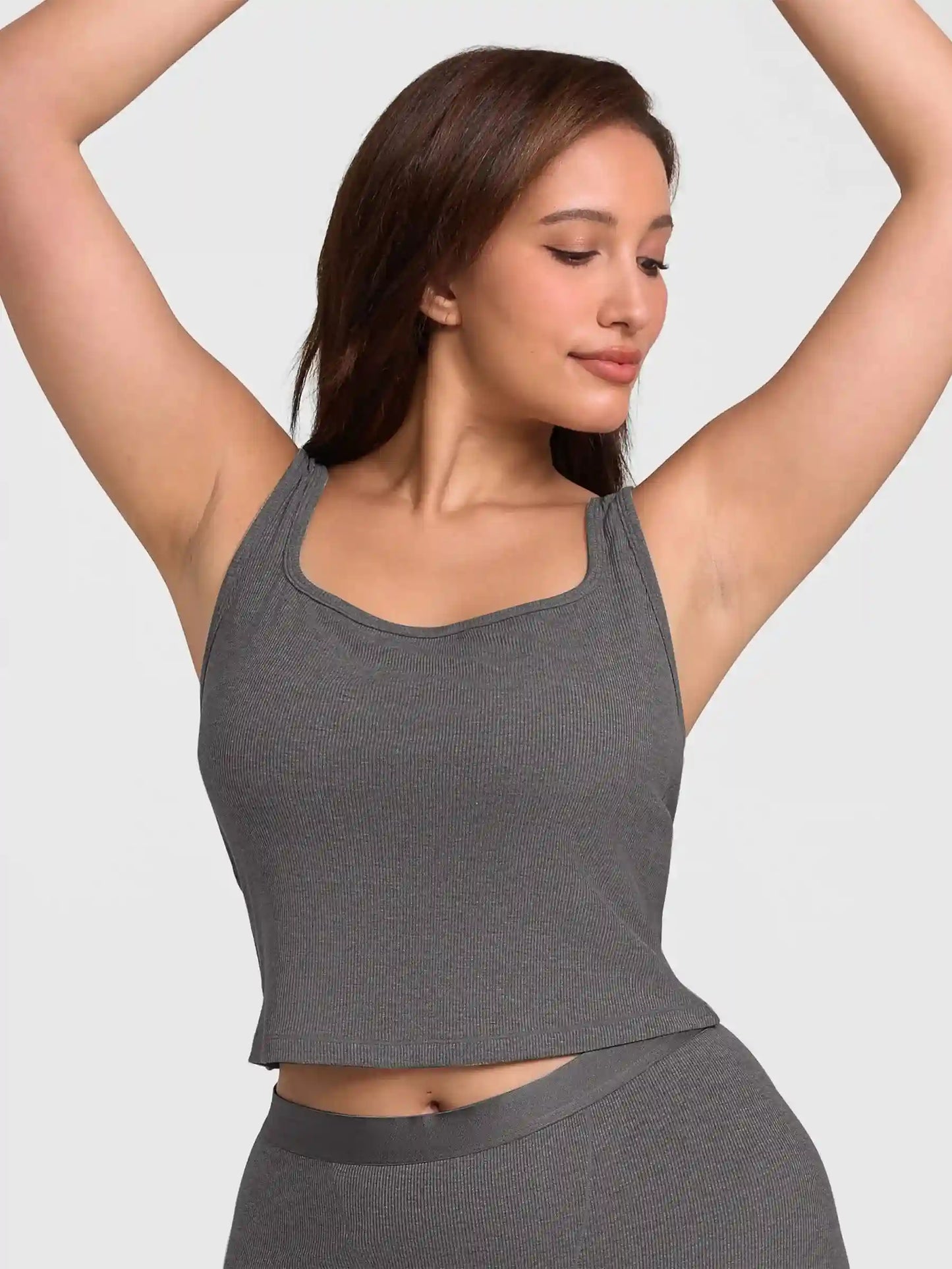 Ribbed Square-Neck Lounge Tank Top