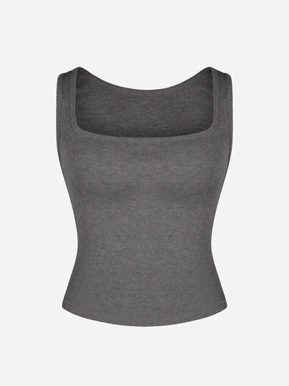 Ribbed Square-Neck Lounge Tank Top