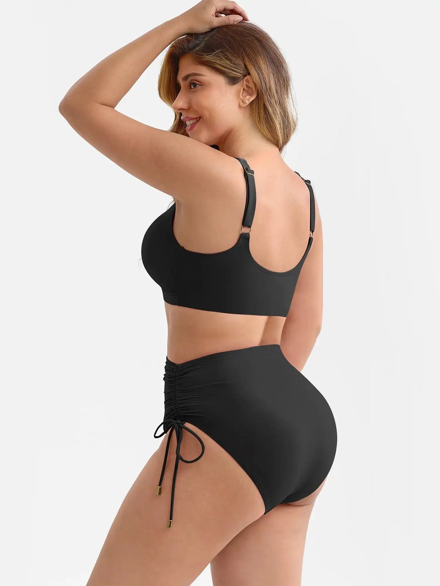 Tummy Control Drawstring Bikini Swimsuit