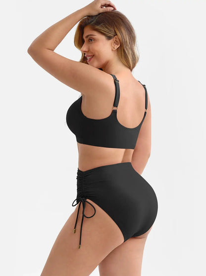 Tummy Control Drawstring Bikini Swimsuit