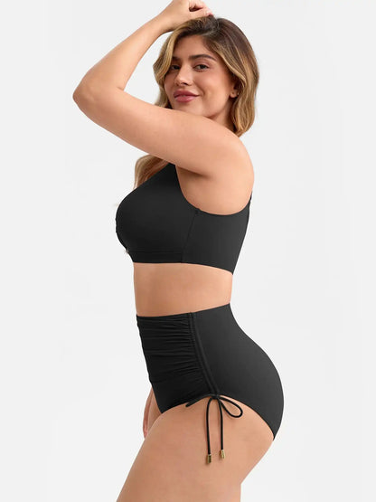 Tummy Control Drawstring Bikini Swimsuit