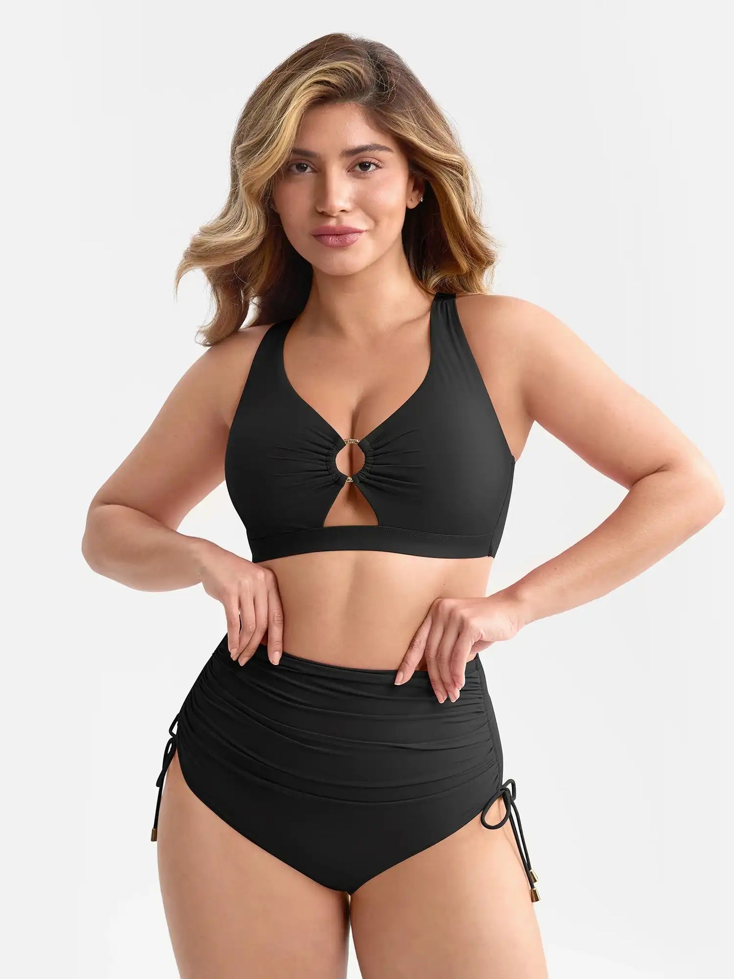 Tummy Control Drawstring Bikini Swimsuit