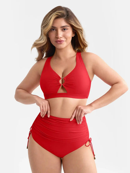Tummy Control Drawstring Bikini Swimsuit