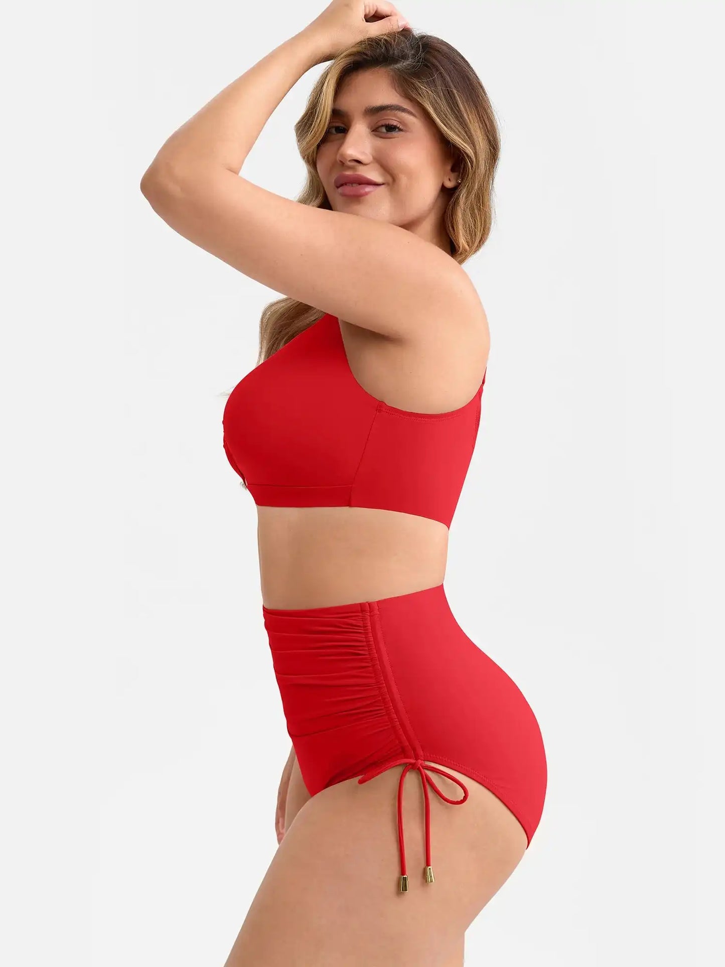 Tummy Control Drawstring Bikini Swimsuit