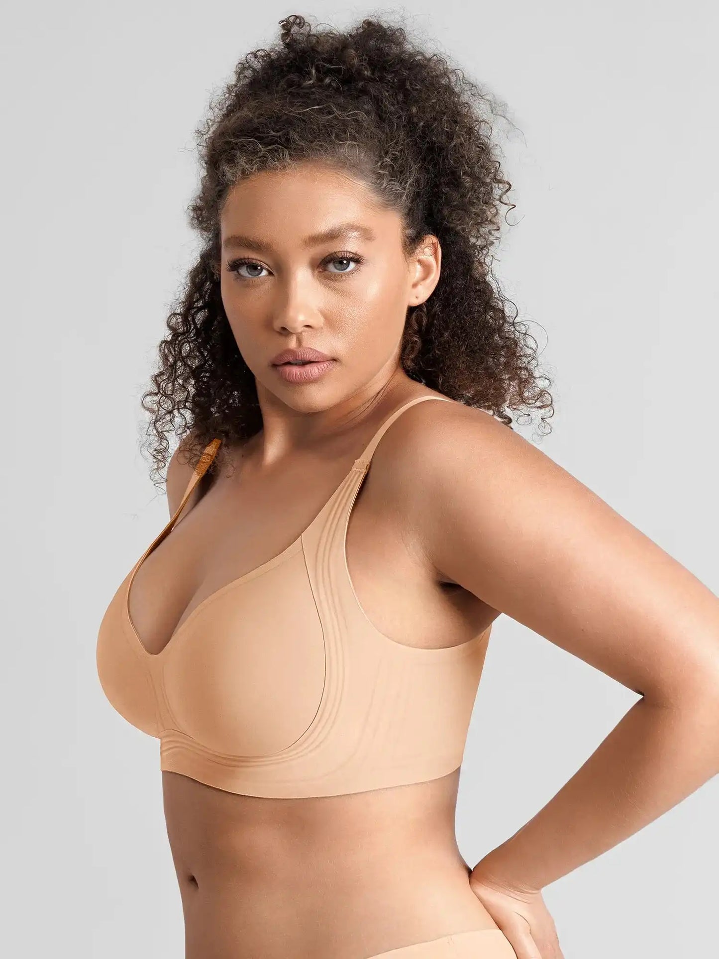 Jelly-Support Plunge Wireless Seamless Bra