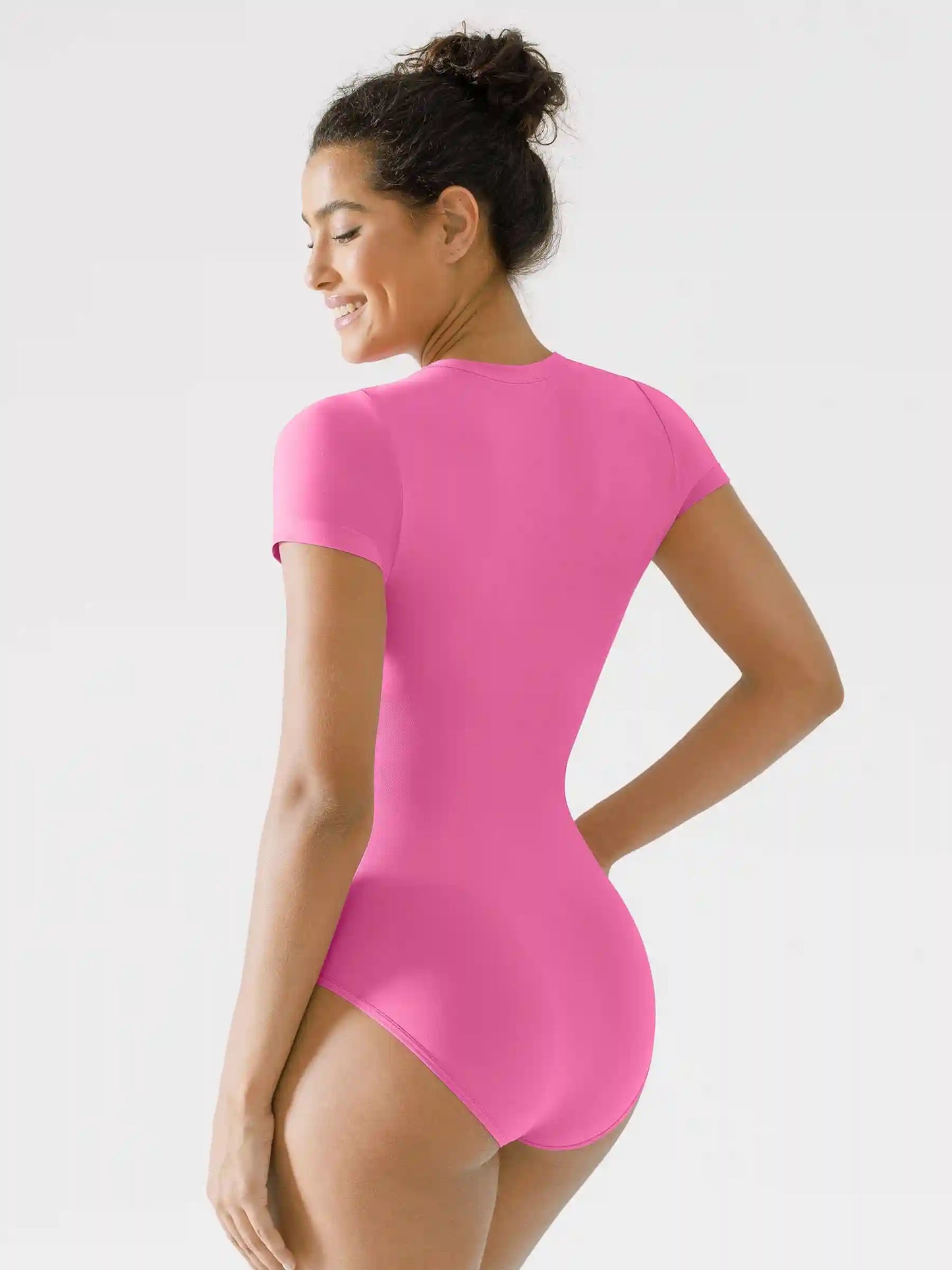 Crew Neck Seamless Short Sleeve Bodysuit