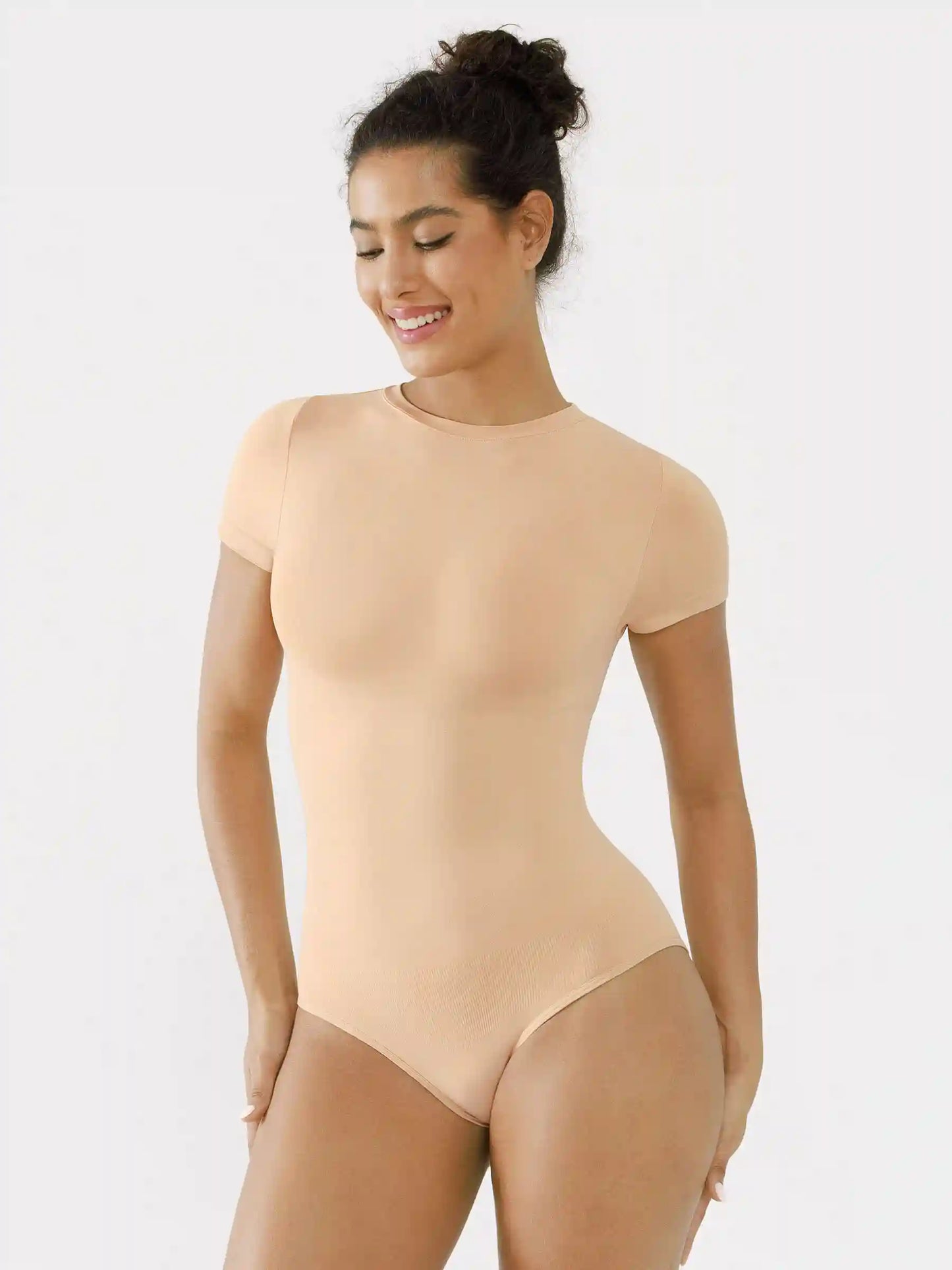 Crew Neck Seamless Short Sleeve Bodysuit