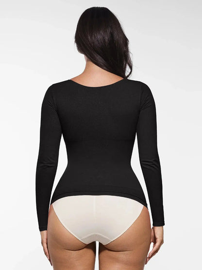 Seamless Long Sleeve Tummy Control Thong Bodysuit