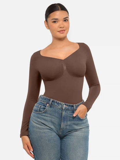 Seamless Long Sleeve Tummy Control Thong Bodysuit