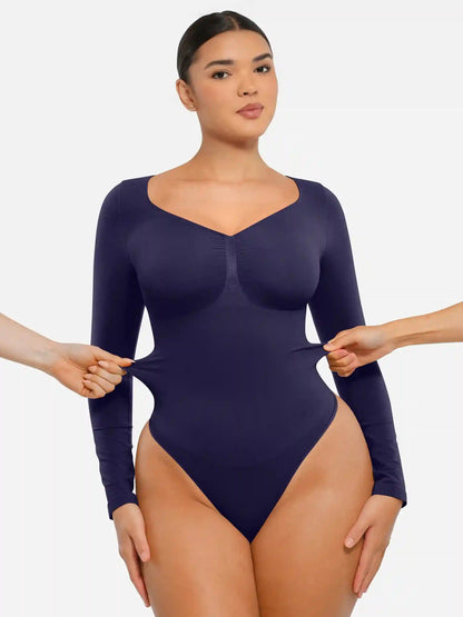 Seamless Long Sleeve Tummy Control Thong Bodysuit