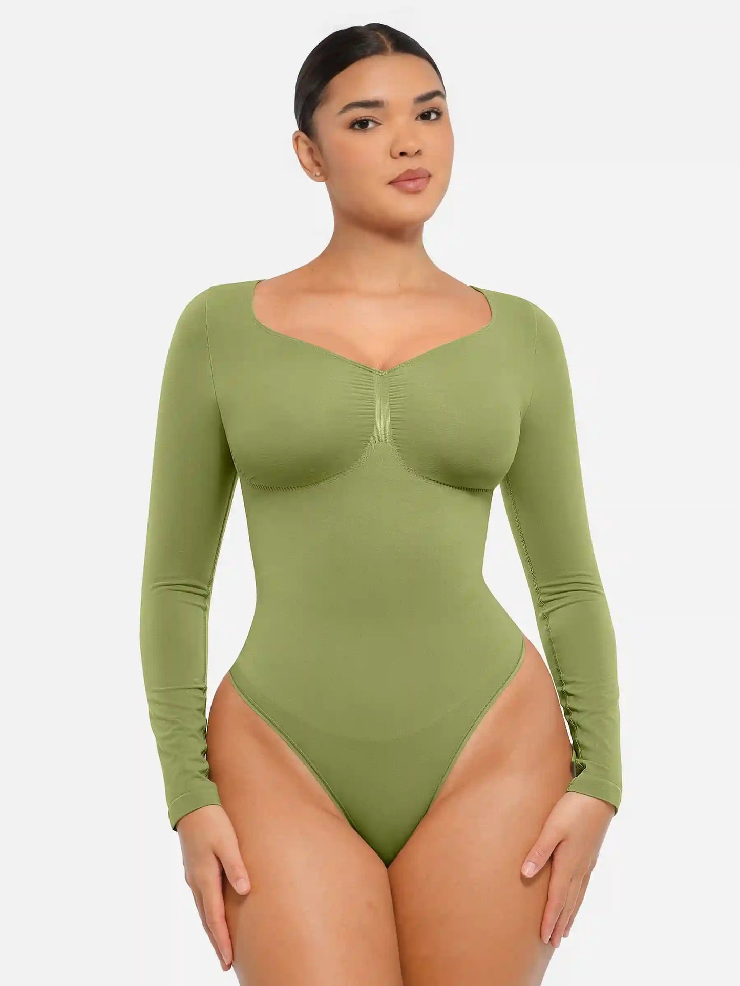 Seamless Long Sleeve Tummy Control Thong Bodysuit