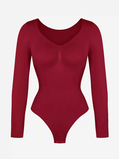 Seamless Long Sleeve Tummy Control Thong Bodysuit