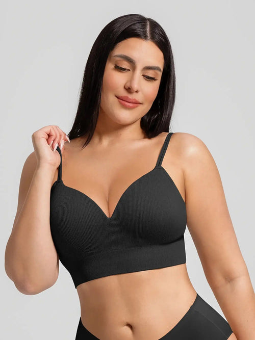 Lift Adjustable Seamless Wireless Ribbed Bra