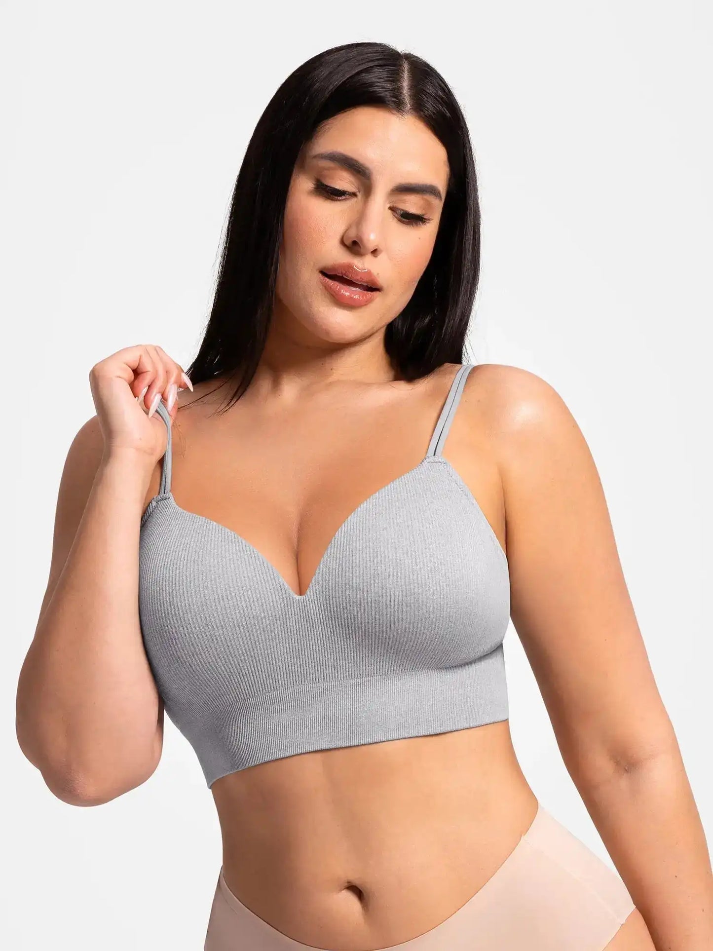 Lift Adjustable Seamless Wireless Ribbed Bra