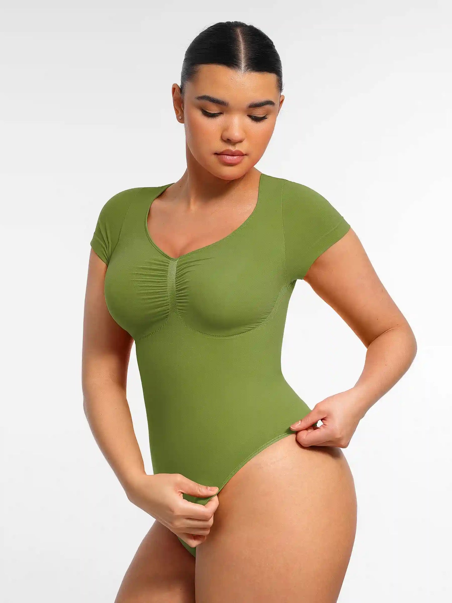 Tummy Control Seamless Short-Sleeve Bodysuit
