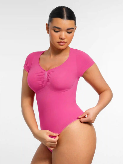 Tummy Control Seamless Short-Sleeve Bodysuit