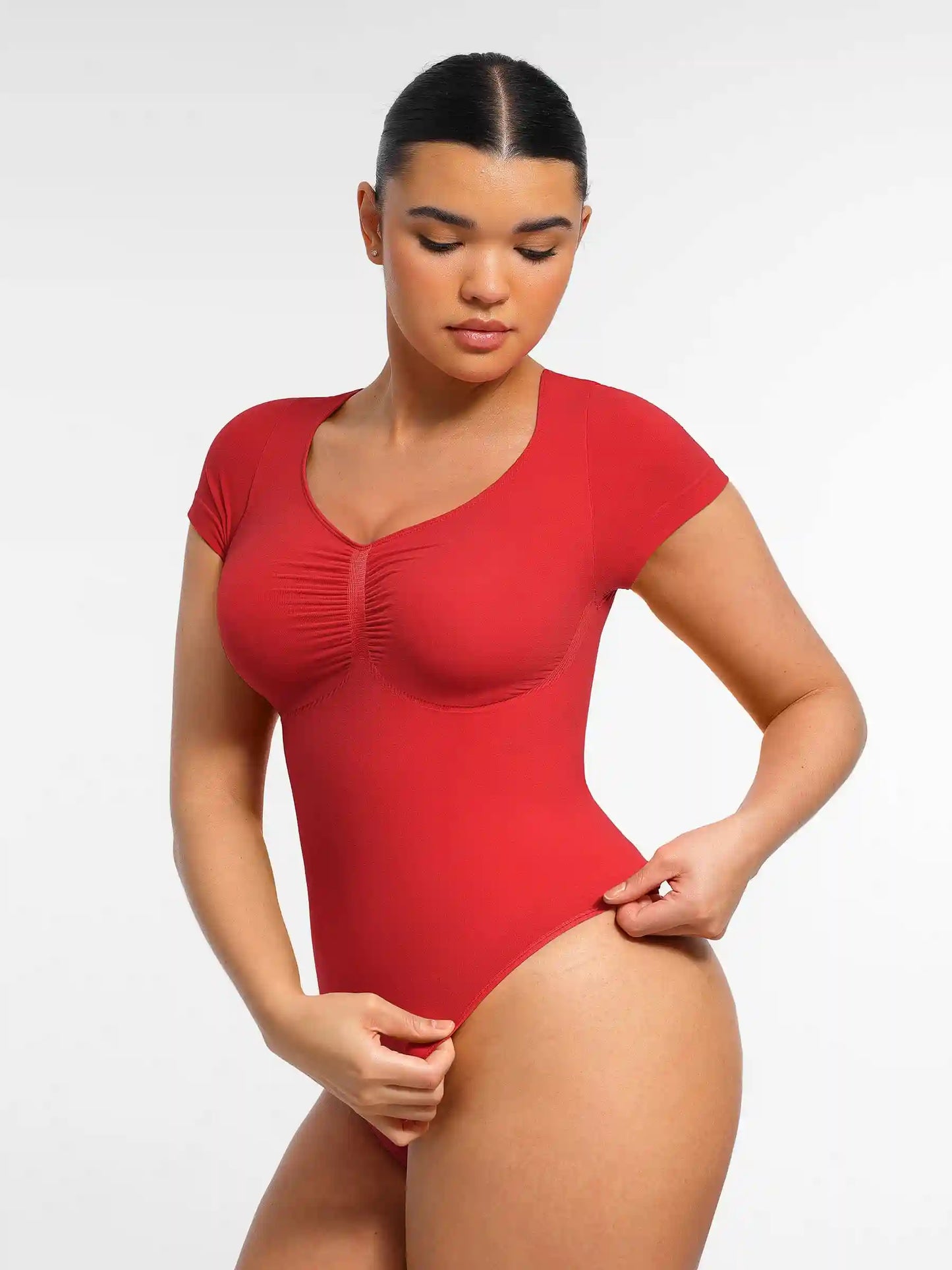 Tummy Control Seamless Short-Sleeve Bodysuit