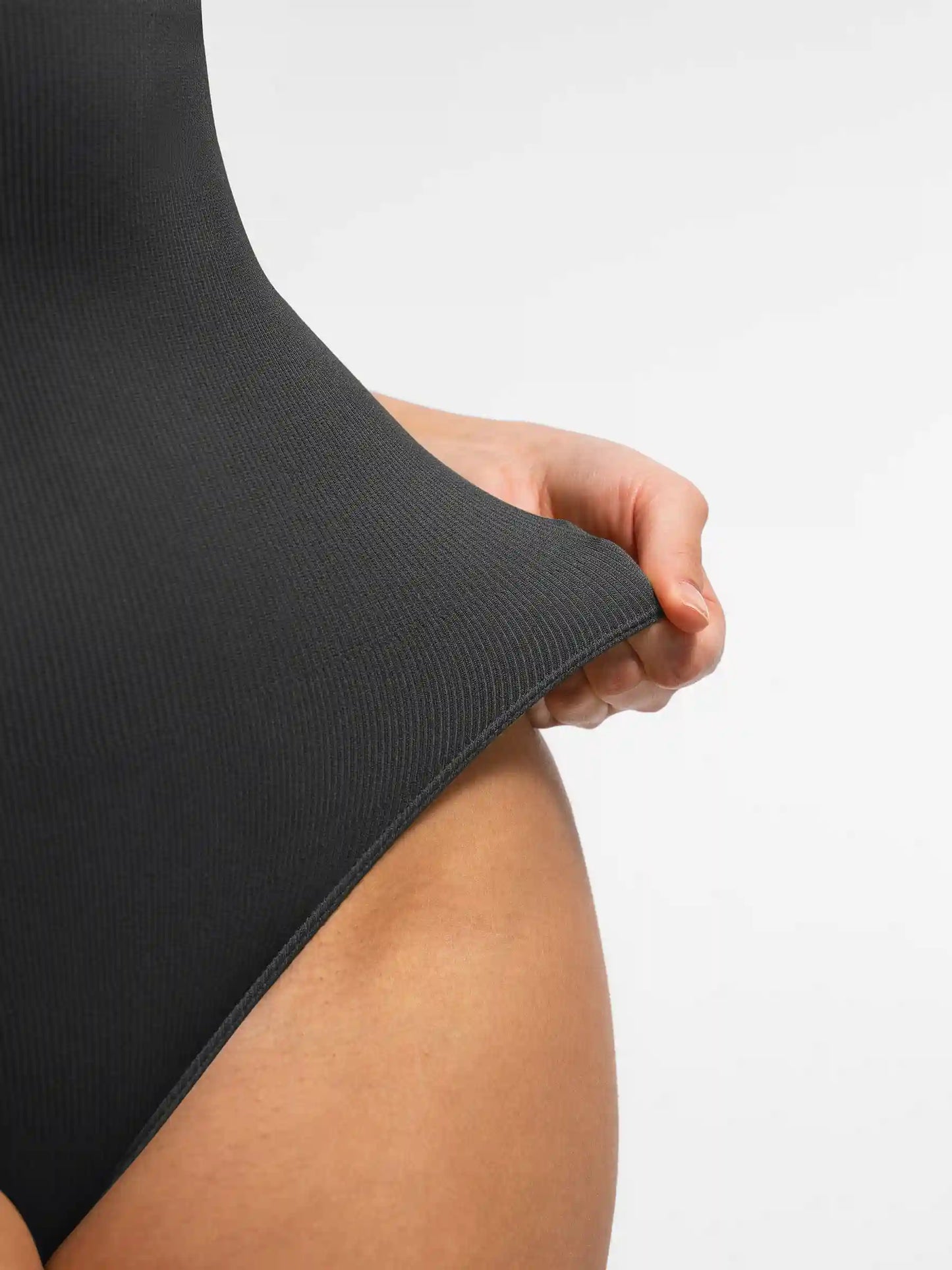 Crew Neck Invisible Zip Ribbed Seamless Bodysuit