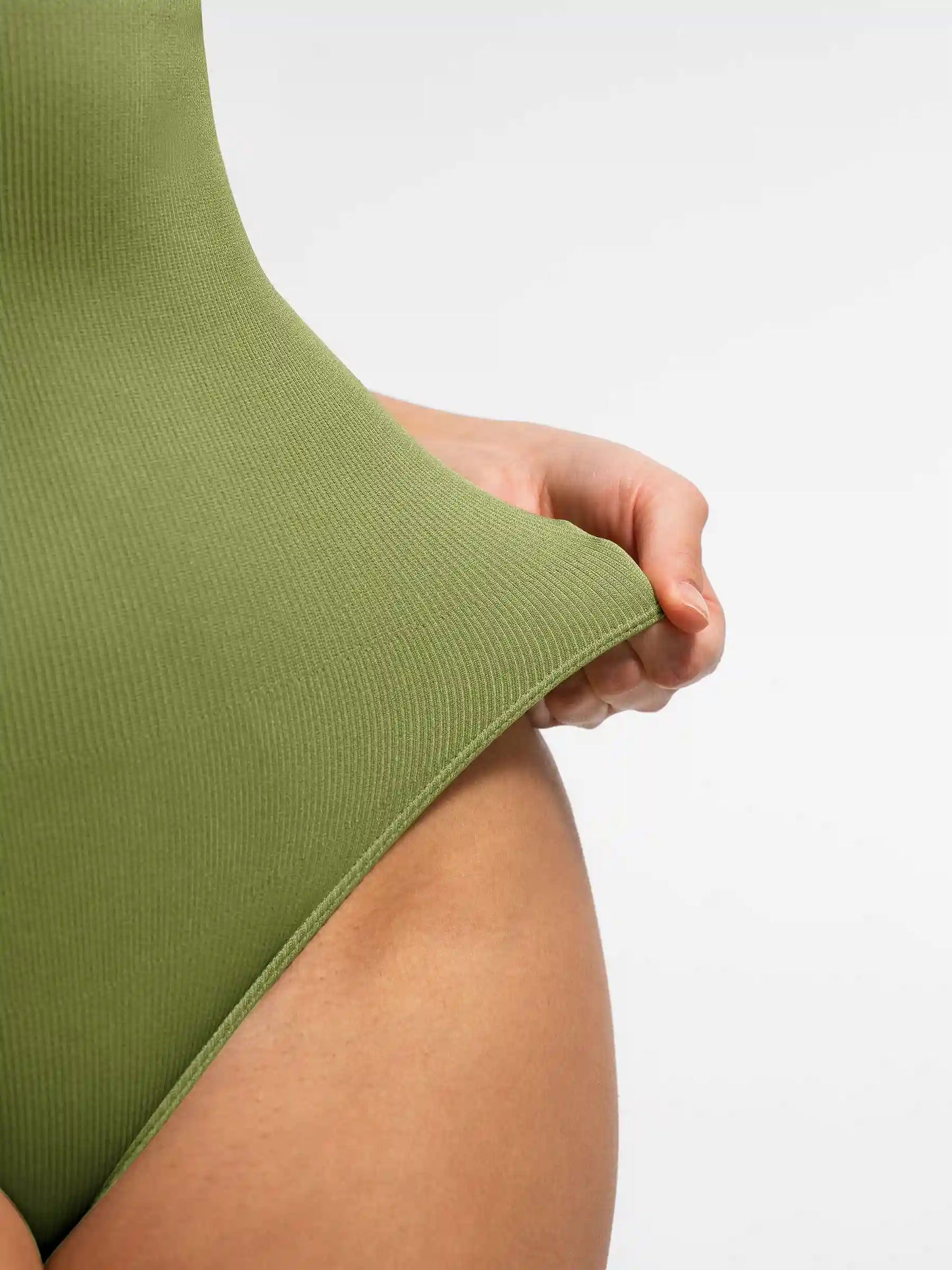 Crew Neck Invisible Zip Ribbed Seamless Bodysuit