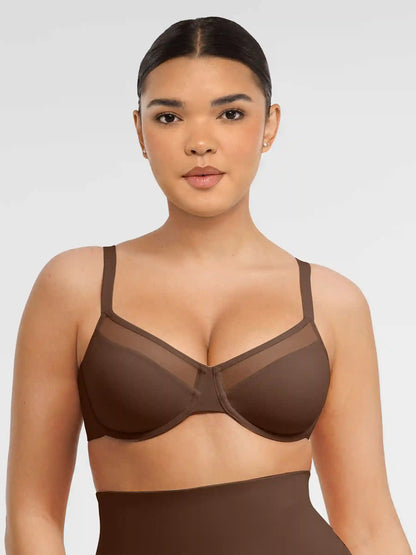 Sheer Mesh Full Coverage Unpadded Underwire Bra
