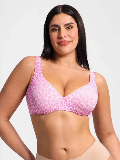 Adjustable-Strap Underwire Deep V-neck Bra