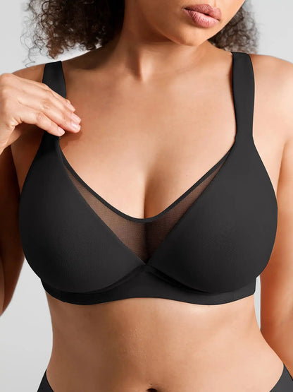 Support V-Neck Sheer Minimizer Bra