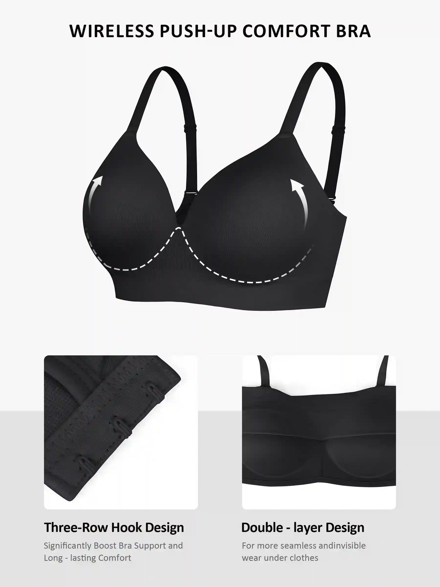 Wireless Push-Up Seamless Full Coverage Bra Bundle