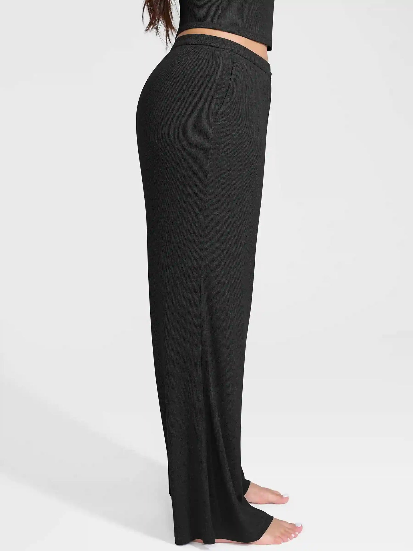 Ribbed Wide-Leg Soft Lounge Pants