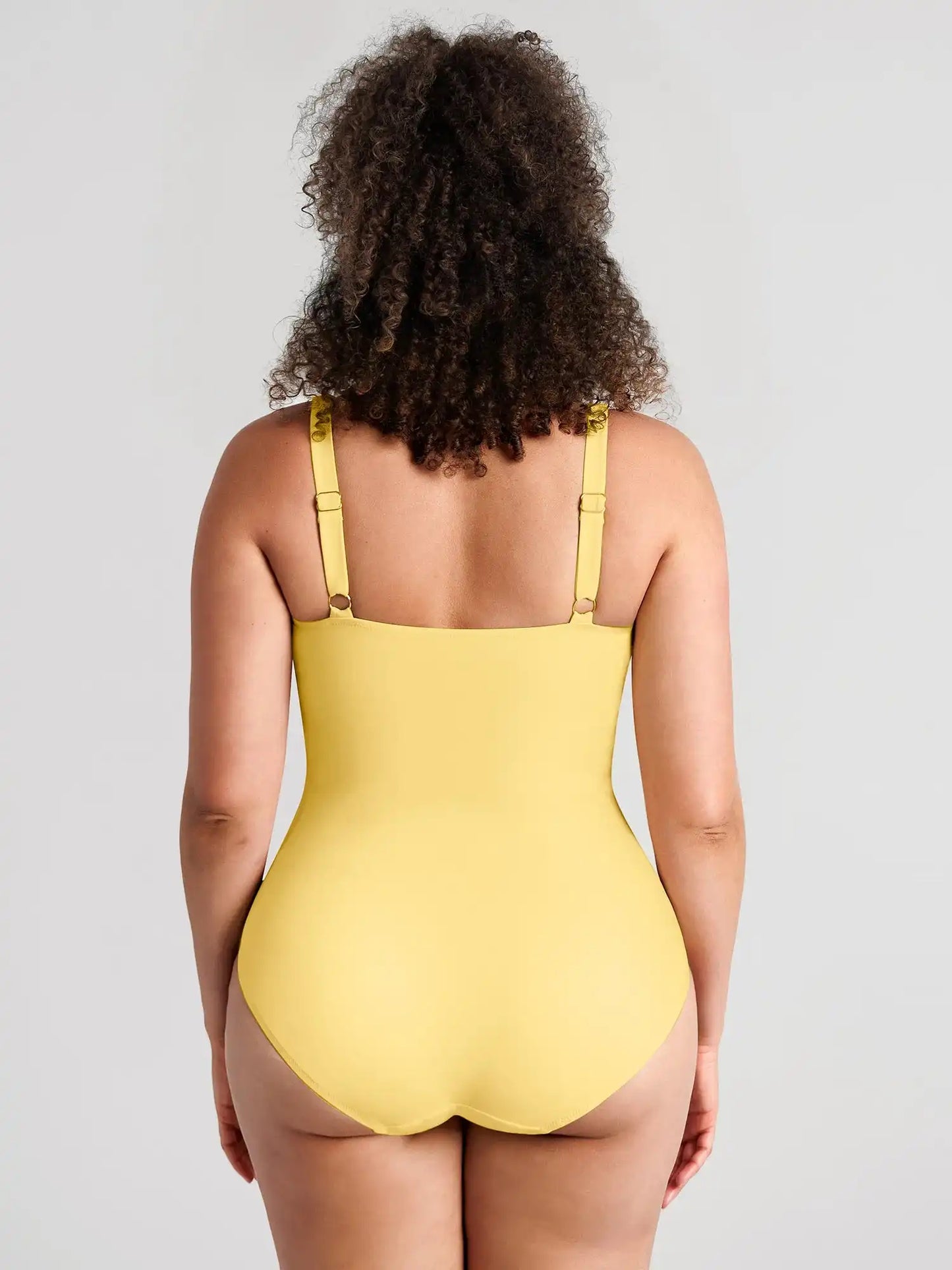 Deep V Metal Ring Ruched Sculpting Swimsuit