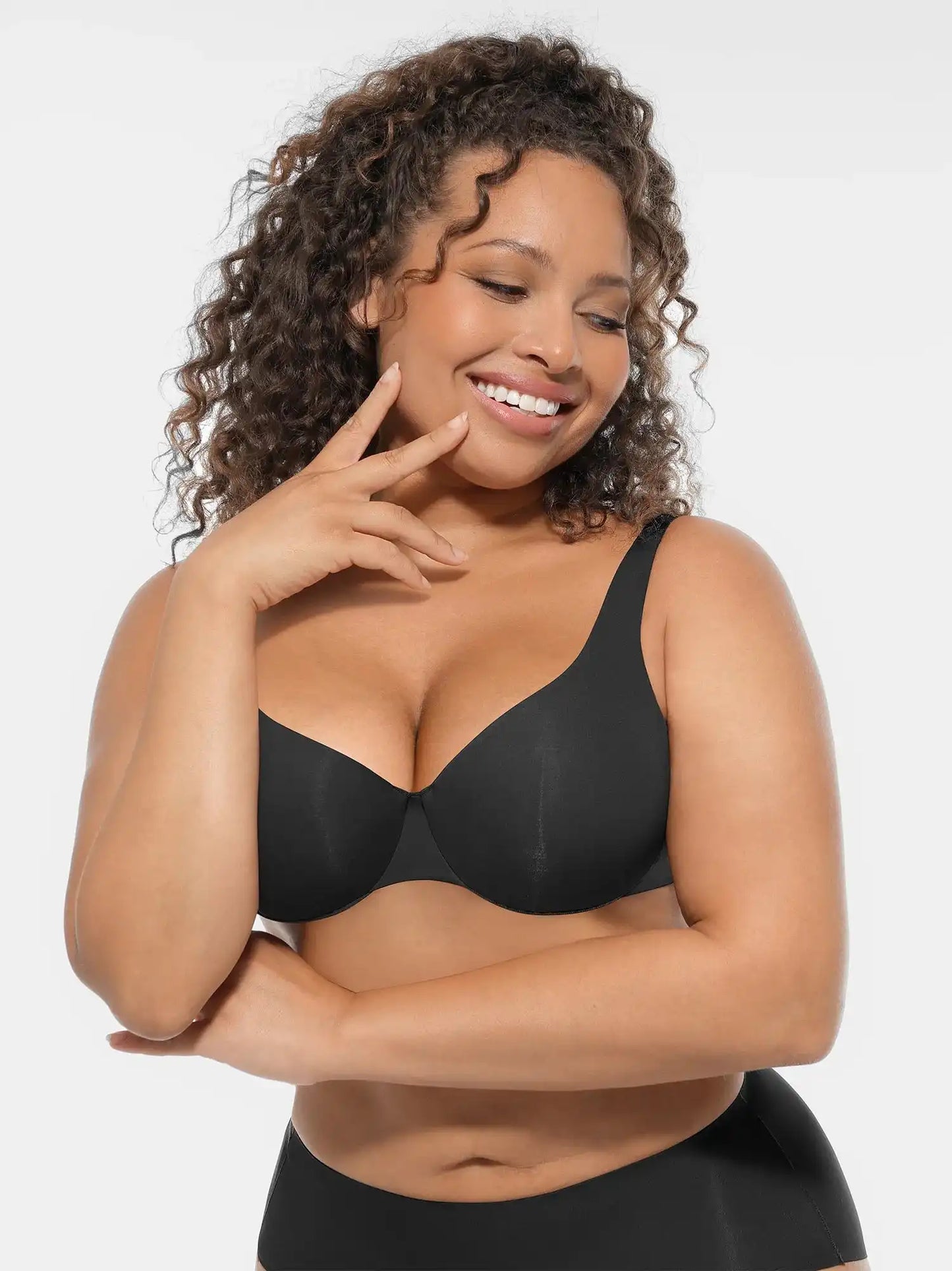 Adjustable-Strap Underwire Deep V-neck Bra