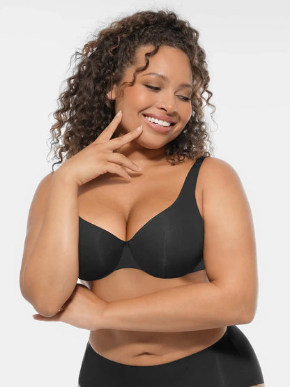 Adjustable-Strap Underwire Deep V-neck Bra