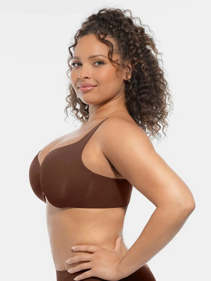 Adjustable-Strap Underwire Deep V-neck Bra