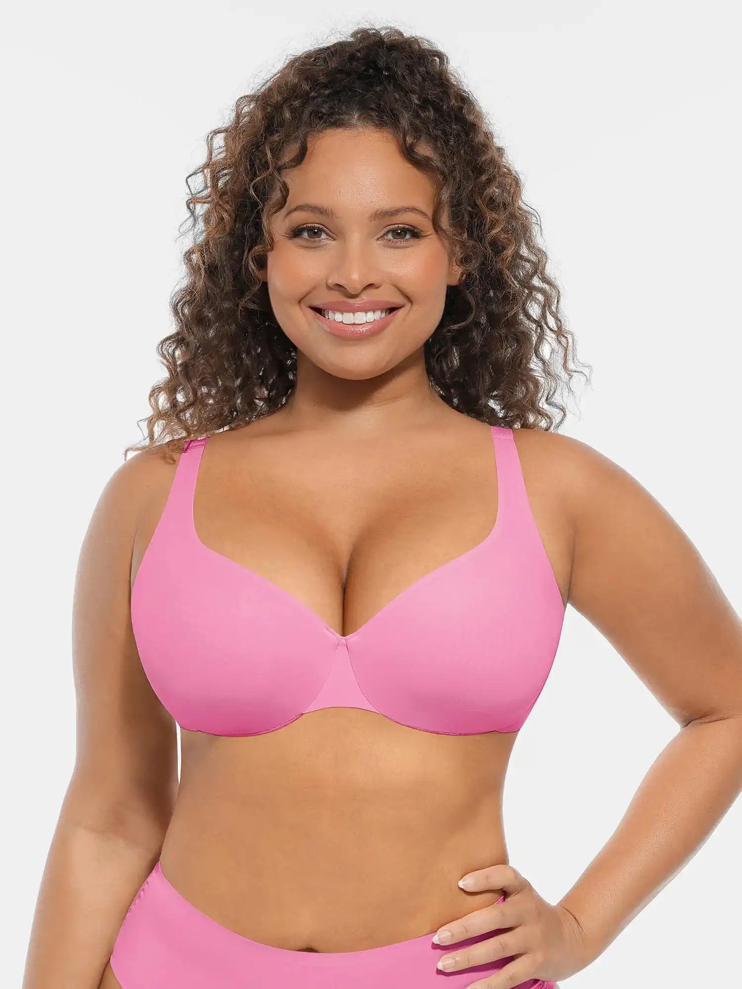 Adjustable-Strap Underwire Deep V-neck Bra