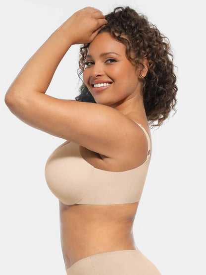 Adjustable-Strap Underwire Deep V-neck Bra