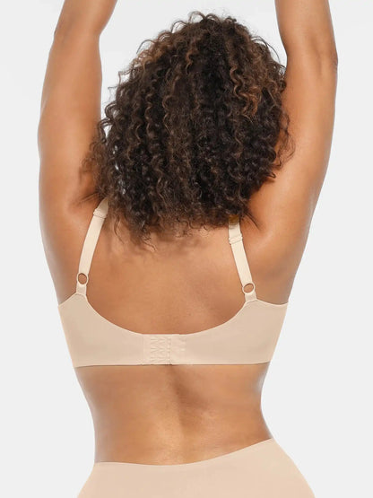 Adjustable-Strap Underwire Deep V-neck Bra