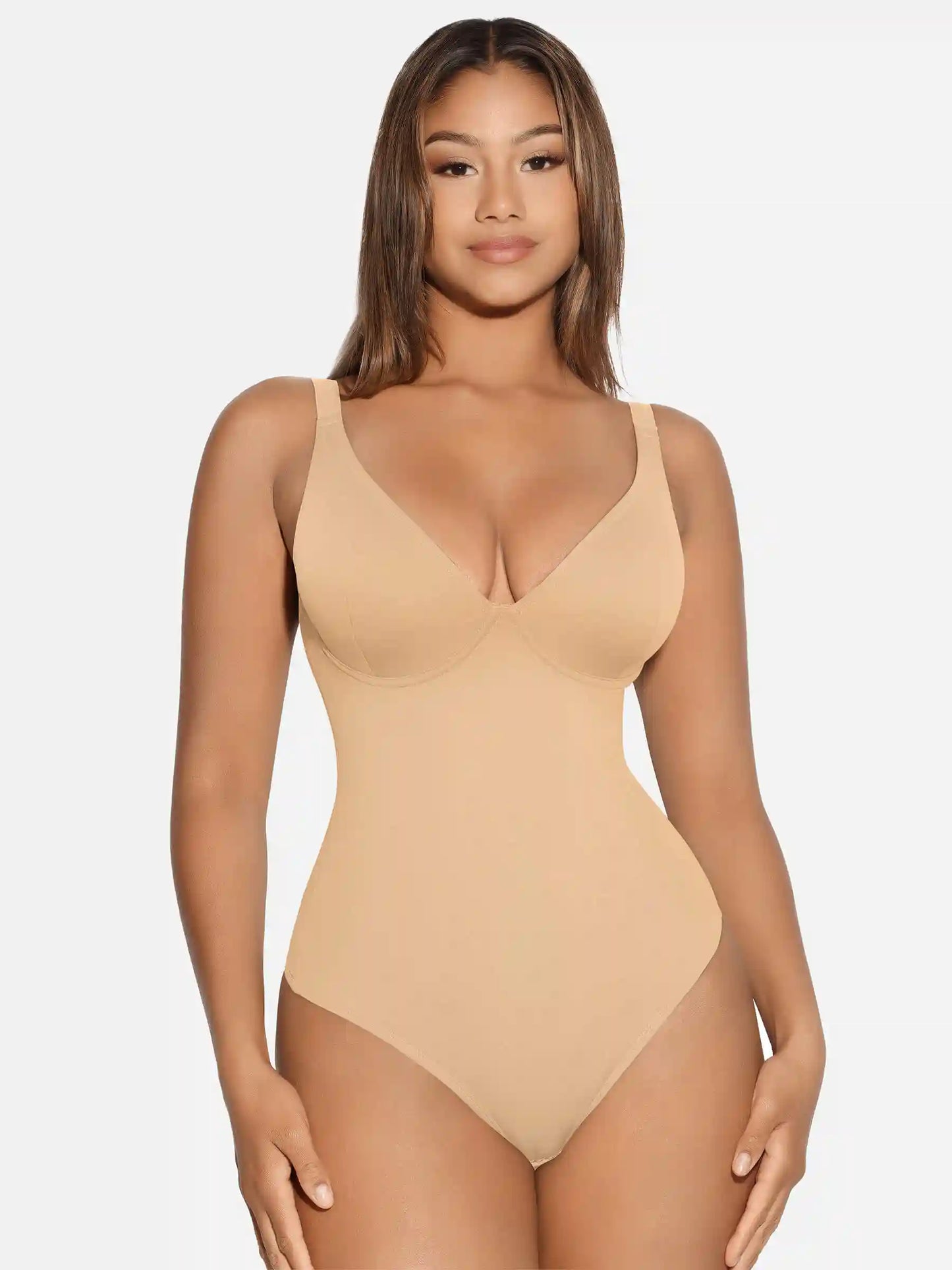 V-Neck Tummy Control Sculpt Bodysuit