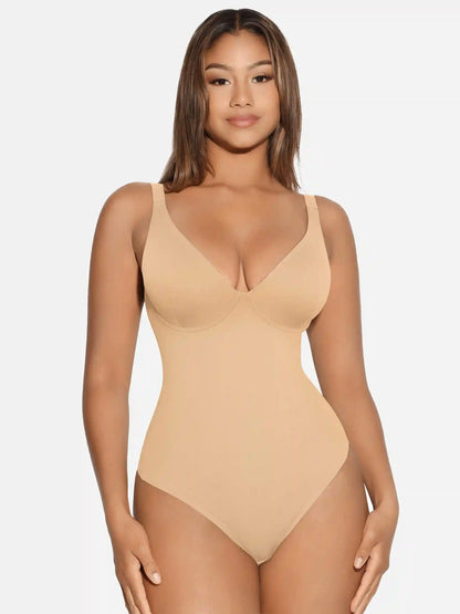 V-Neck Tummy Control Sculpt Bodysuit