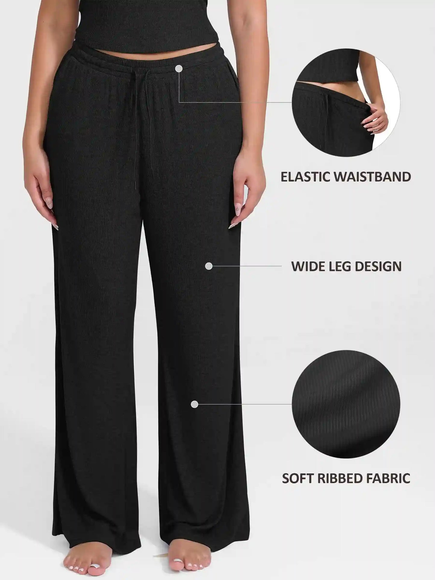 Ribbed Wide-Leg Soft Lounge Pants